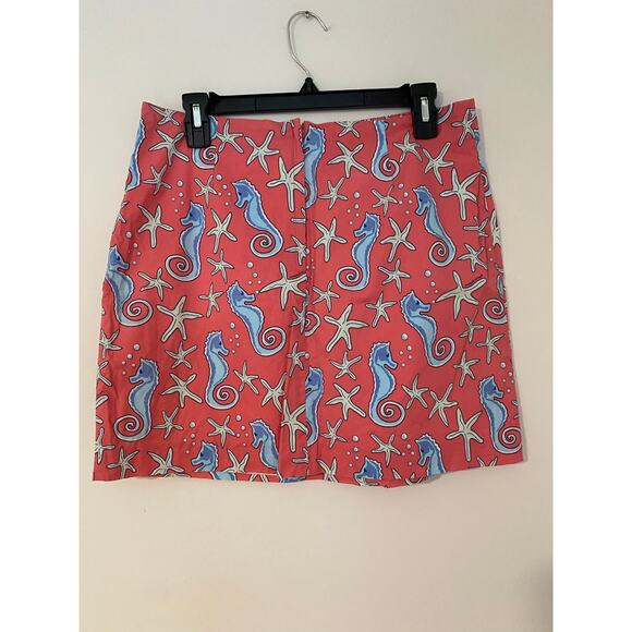 Vineyard Vines Seahorse Starfish Mini Preppy Skirt Pink Coral Blue EUC Vintage 6 - Picture 5 of 8
